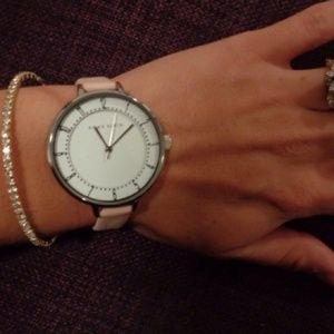 Anne Klein Pink Leather Strap Watch