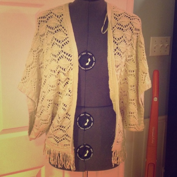 Boho crochet kimono style sweater