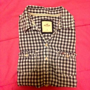 ［on hold］Hollister plaid shirt blue and white