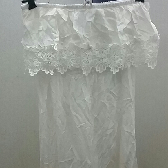 White floral lace high low sun dress - Picture 1 of 2