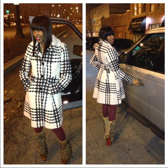 Houndstooth Wool Coat - Picture 1 of 4