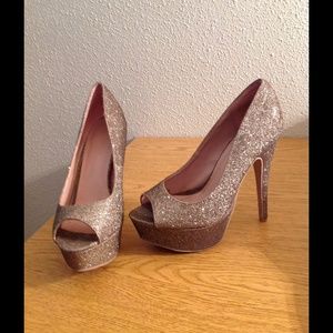 Silver/Gold Peep toe heels