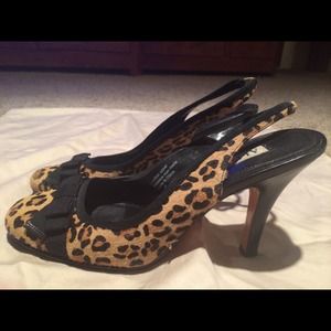 Size 6 leopard sling back heels