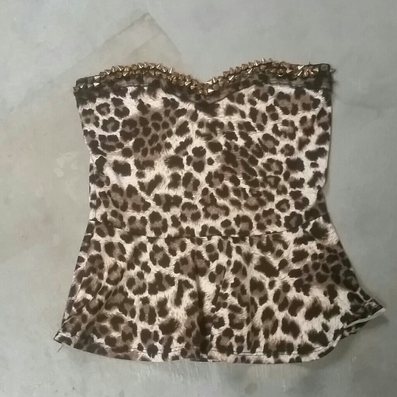 Cheetah peplum tube top