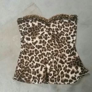 Cheetah peplum tube top