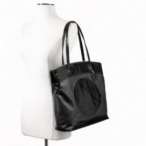 Authentic Black Leather Laura Large Tote