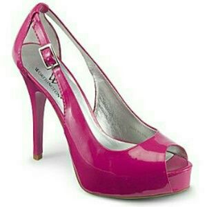 Pink Open Toe Patent Cutout High Heel Pump 7.5