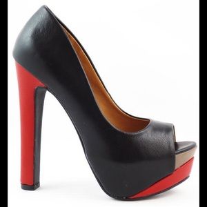 Brand New Colorblock Peep Toe Pump by Delicious