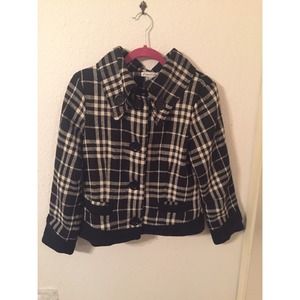 ❌SOLD❌ Black And White Plaid Peacoat