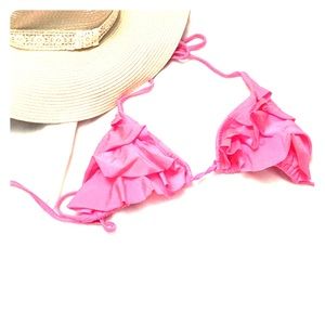 Hot pink ruffle bathing suit top