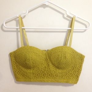 Mustard Green Lace Cropped Corset