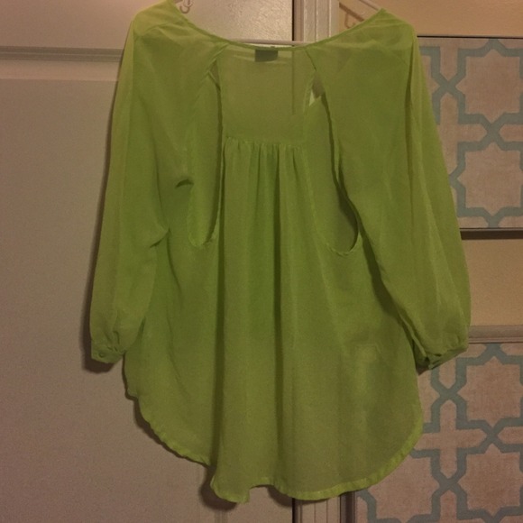 Neon button down blouse - Picture 2 of 2