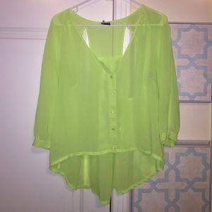 Neon button down blouse