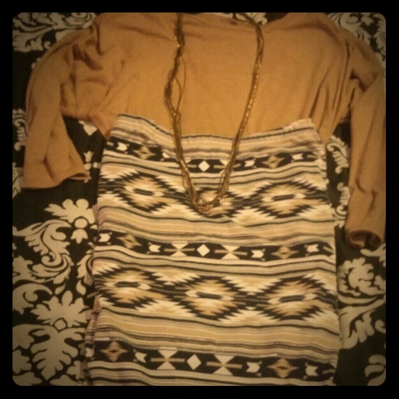 Long aztec pencil skirt