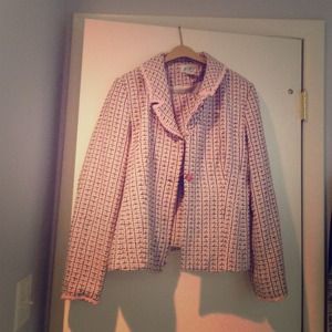 Woman's size 12 pink brown and white suit