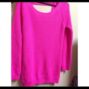 Pink cut out oversized sweater top