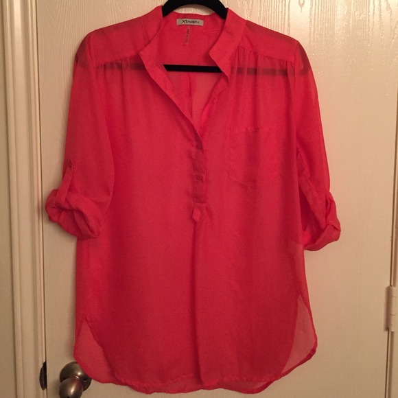 Xtaren sheer coral top