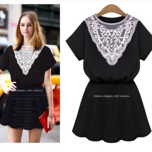 Dresses & Skirts - ❗LAST❗ Crochet Front Fit Flare Mini Skater Dress