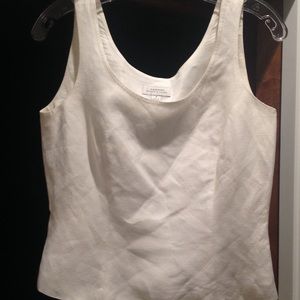 White linen Tahari shell blouse