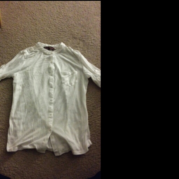 Cute white button Up Lace Back short Sleeve Shirt