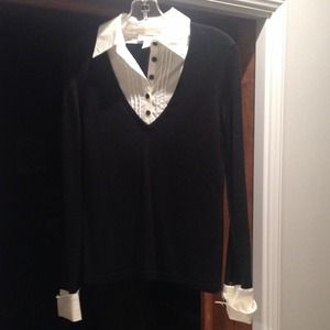 Ann Taylor Loft black & white one piece sweater