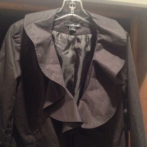 1990's Willi Smith black ruffled collar coat