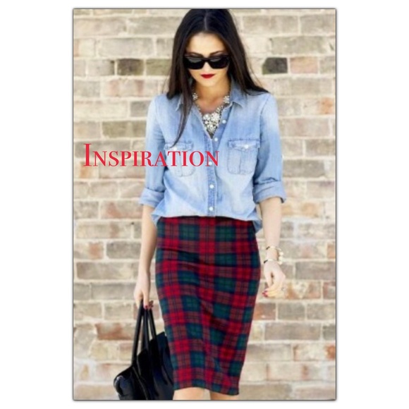 Plaid pencil skirt
