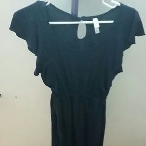 Navy butterfly sleeve dress