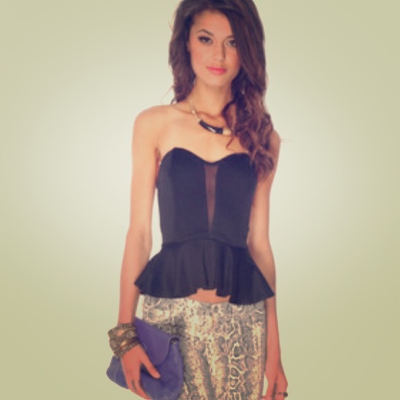 Never been worn black strapless peplum
