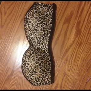 VS PINK Leopard Lace Bandeau Bra Small
