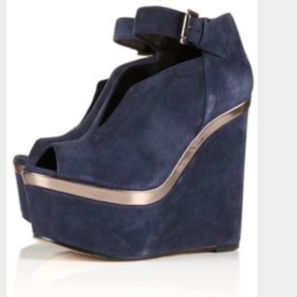 Topshop Navy Blue Suede Platforms