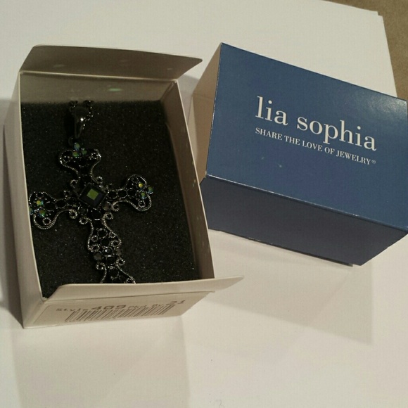 Lia Sophia black crystal cross
