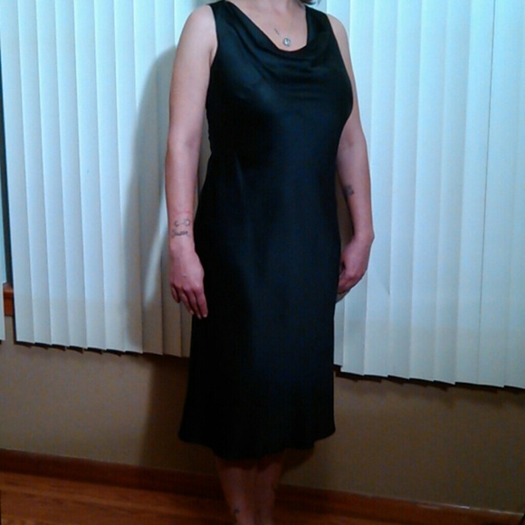 Banana Republic Sleeveless Black Silk Dress