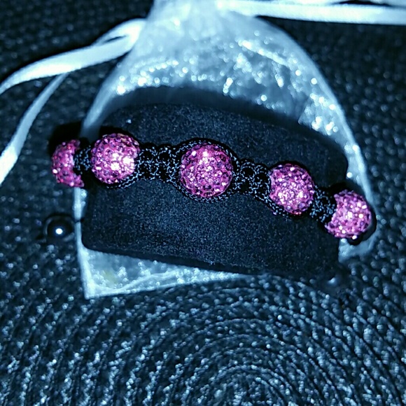 💗Pave Fuchsia Crystal Beaded Adjustable Bracelet