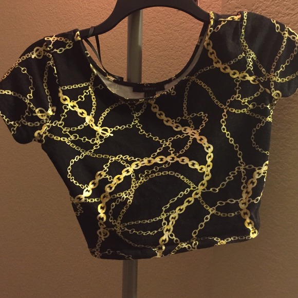 Black, Gold Chained crop top // Forever 21