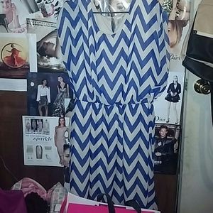 Blue and Creme Chevron Dress sz 2X