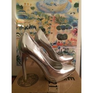 Silver pump heels