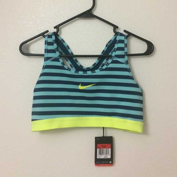 Nike Sports Bra Dri-Fit Blue and Neon Yellow