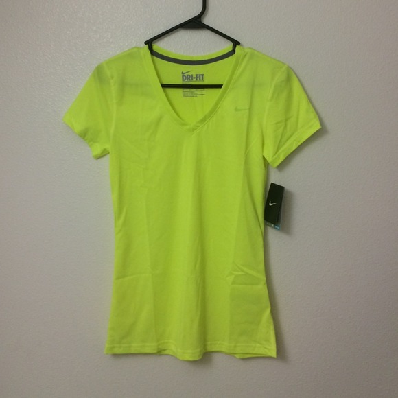 Nike Dri-Fit Neon Yellow V-Neck Tshirt