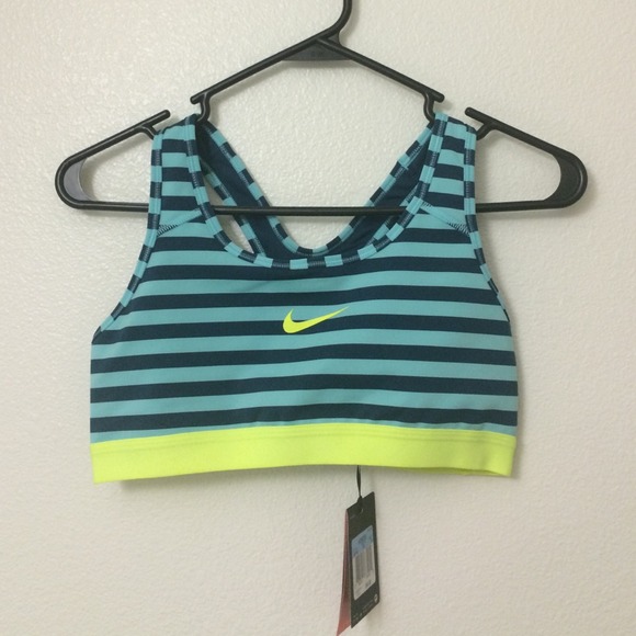 Nike Dri-Fit Blue and Neon Yellow Sports Bra