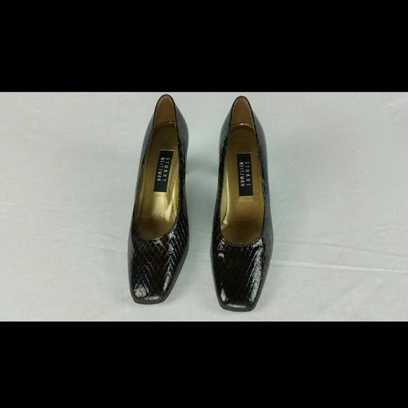 Stuart Weitzman copper brown snakeskin chicpumps