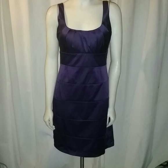 Purple satin semi formal dress by bisou bisou