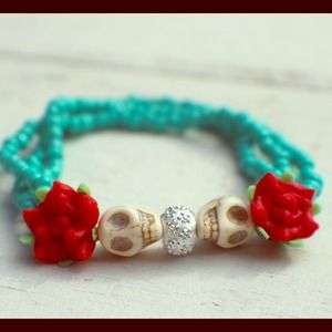 Dia de los Muertos turquoise bracelet