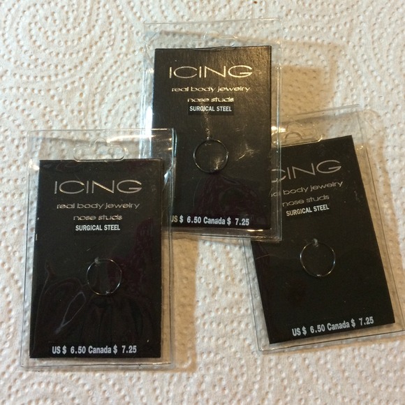 Black surgical steel nose ring set of 2
