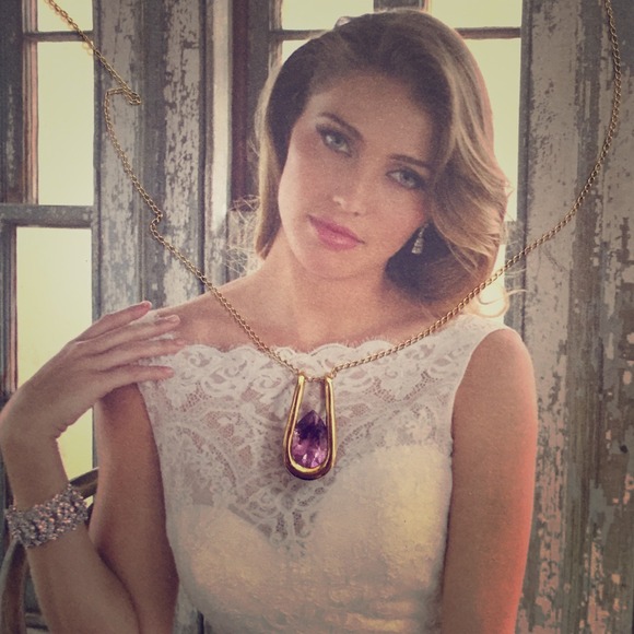 14k gold amethyst drop necklace