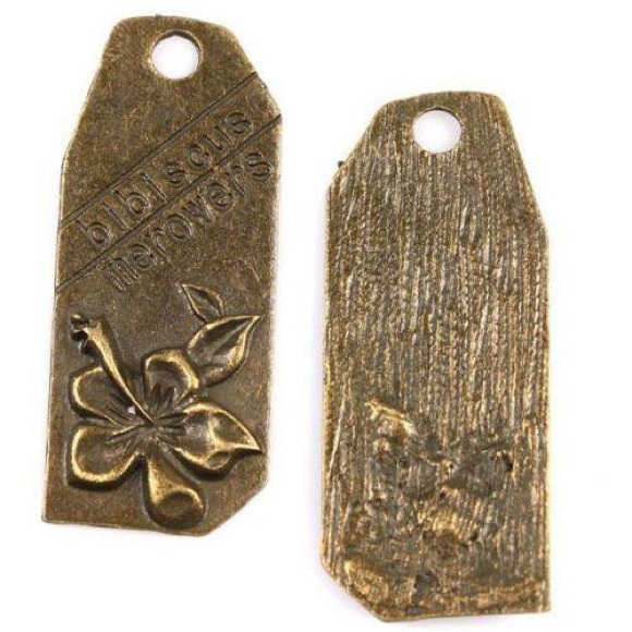 1PC DIY New Bronze Rectangle Floral Pendant Charm - Picture 1 of 1
