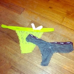 VS PINK NWT thongs panties *RARE PINK LACE*