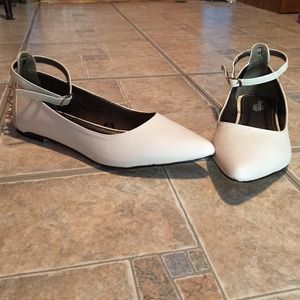 Cream studded spike flats