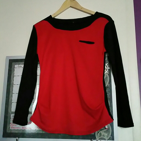 Black & Red Long Sleeve Top