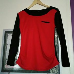 Black & Red Long Sleeve Top